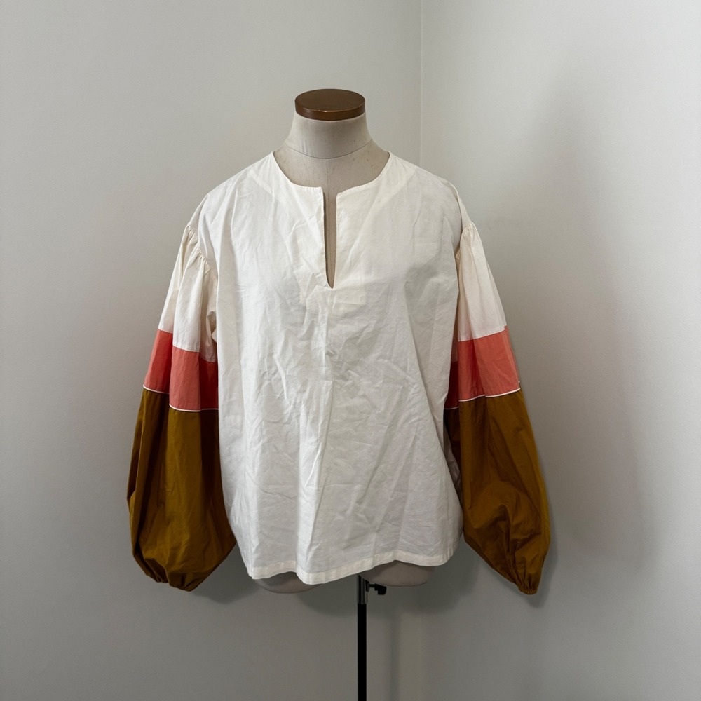 Mes Demoiselles S Priam Colorblock Balloon Sleeve Blouse Top Oversized Modern